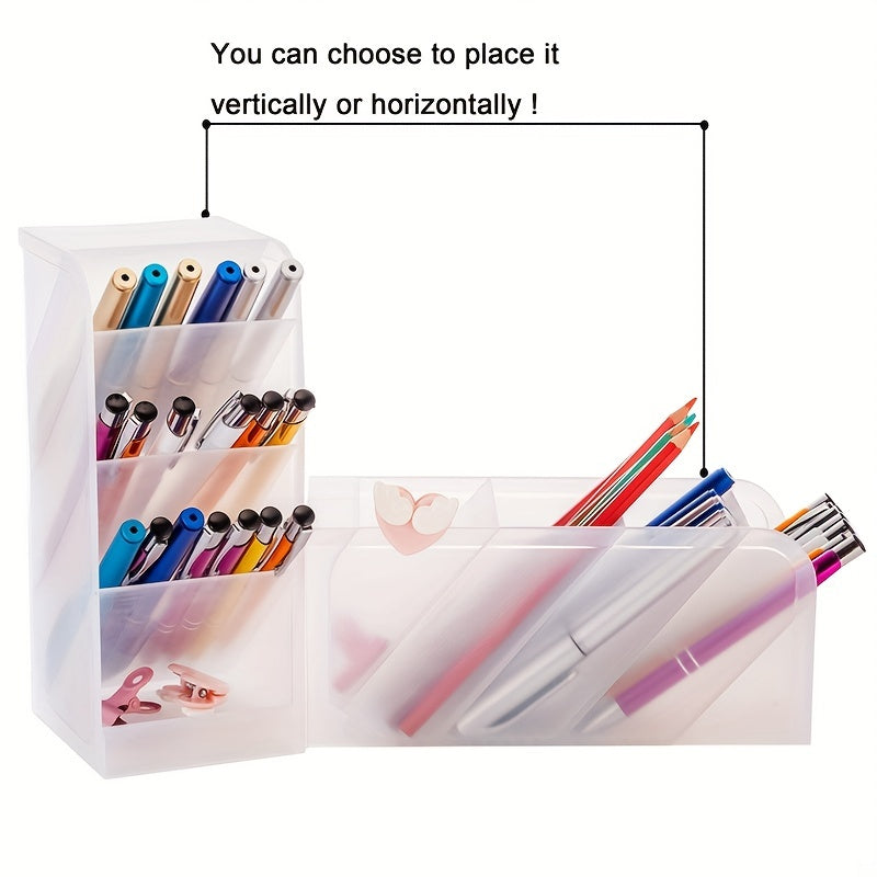 Desktop Pen Organizer Translucent Storage Case