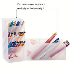 Desktop Pen Organizer Translucent Storage Case