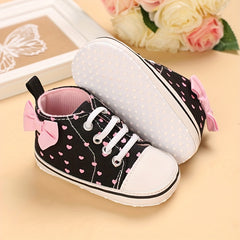 Heart Printed Lightweight Skate Shoes for Baby Girls, Non-slip Toddler Shoes