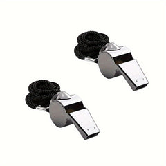 2pcs Stainless Steel Referee Whistles with Lanyard