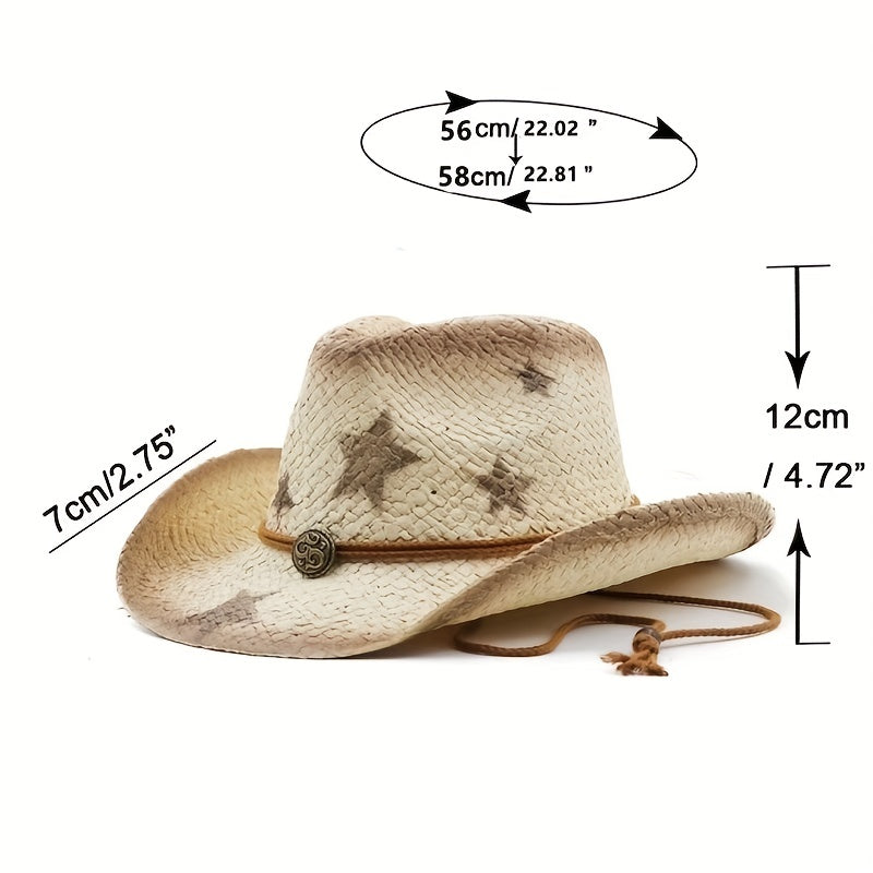 Vintage Western Straw Fedora for Women Summer Sun Beach