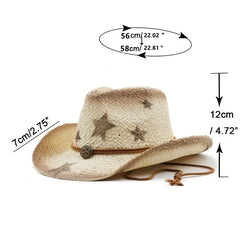Vintage Western Straw Fedora for Women Summer Sun Beach