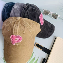 Monochrome Letter P Embroidery Baseball Cap Sun Hat