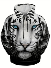 Lion 3D Print Hoodie Kangaroo Pocket Hooded Pullover Men