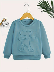 Girls Street Dance Bear Print Sweatshirts For Sports Casual Outfit