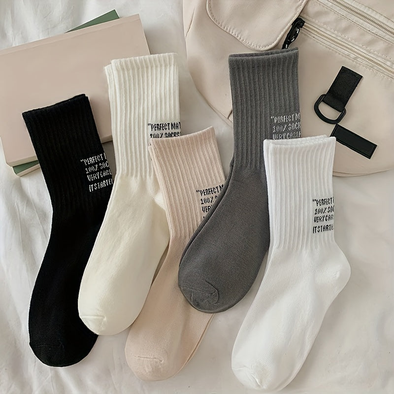 5 Pairs Letter Print Socks All match Women's Stockings