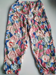 Girls Tiny Flowers Graphic Cotton Jogger Trousers Summer Kids Baggy Pants