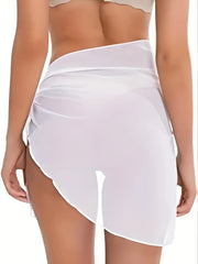 Solid Cover Up Wrap Semi Sheer Sexy Style Cover Up Skirt