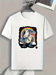 Dog And Dinosaur Print Men's Graphic T shirt Casual Tee For Summer