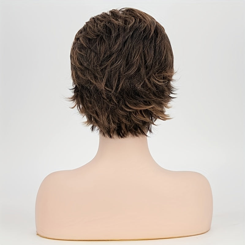 Short Curly Wig With Bangs Natural Fluffy Heat Resistant Synthetic Wig