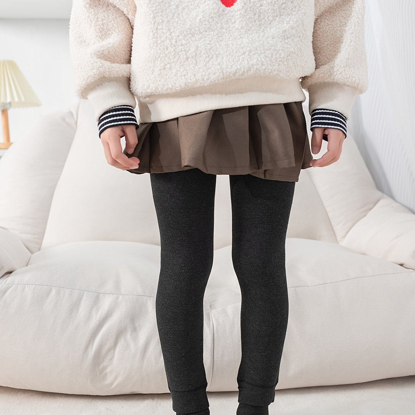 Girls Plush Warm Winter Legging Solid Tight Pant Kids Clothes