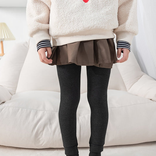 Girls Plush Warm Winter Legging Solid Tight Pant Kids Clothes