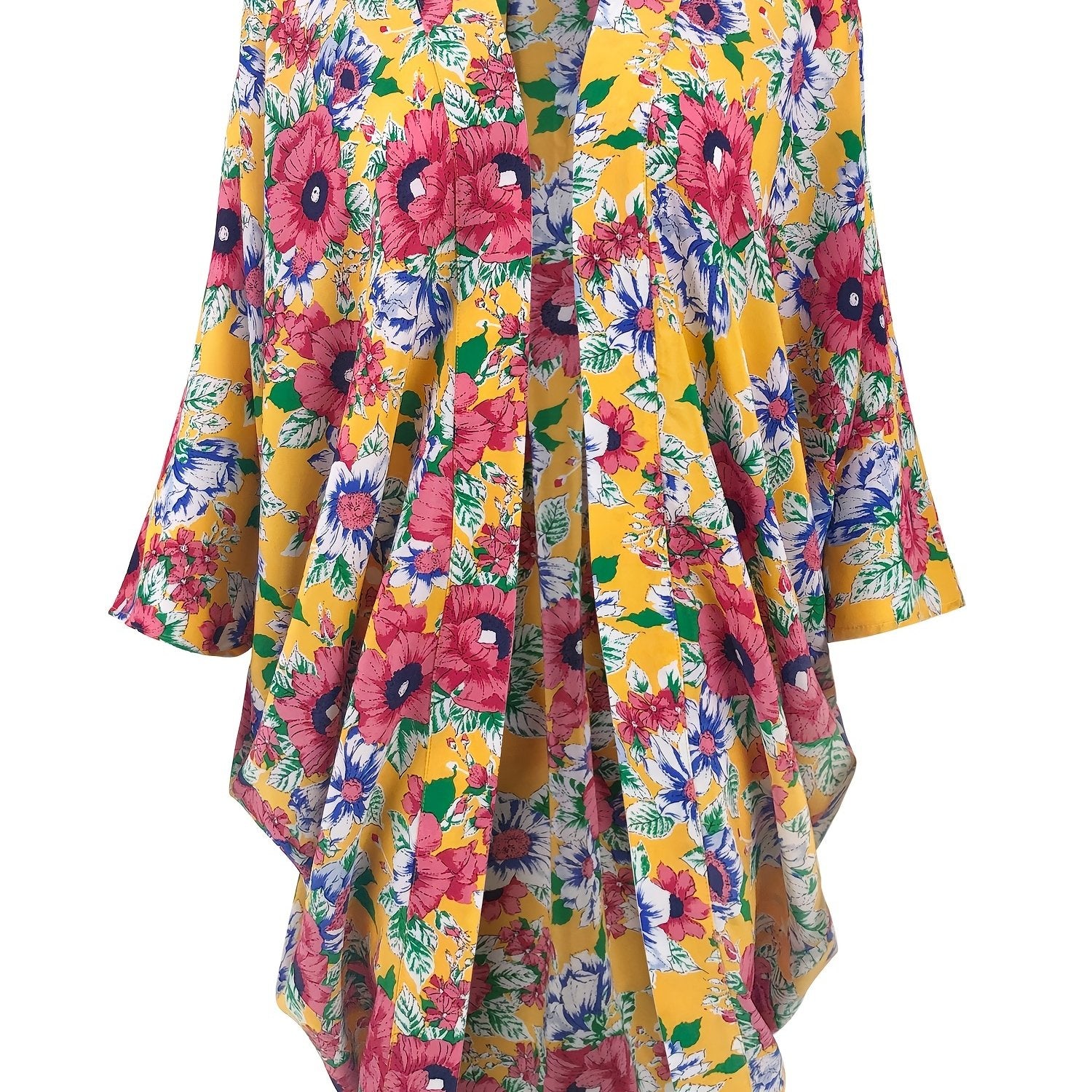 Floral V Neck Cover Up Shirt Rah Guard Kimono