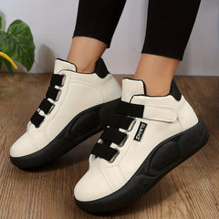 Women's Platform Sports Shoes Hook & Loop Strap Mid Top Casual Non Slip Sneakers