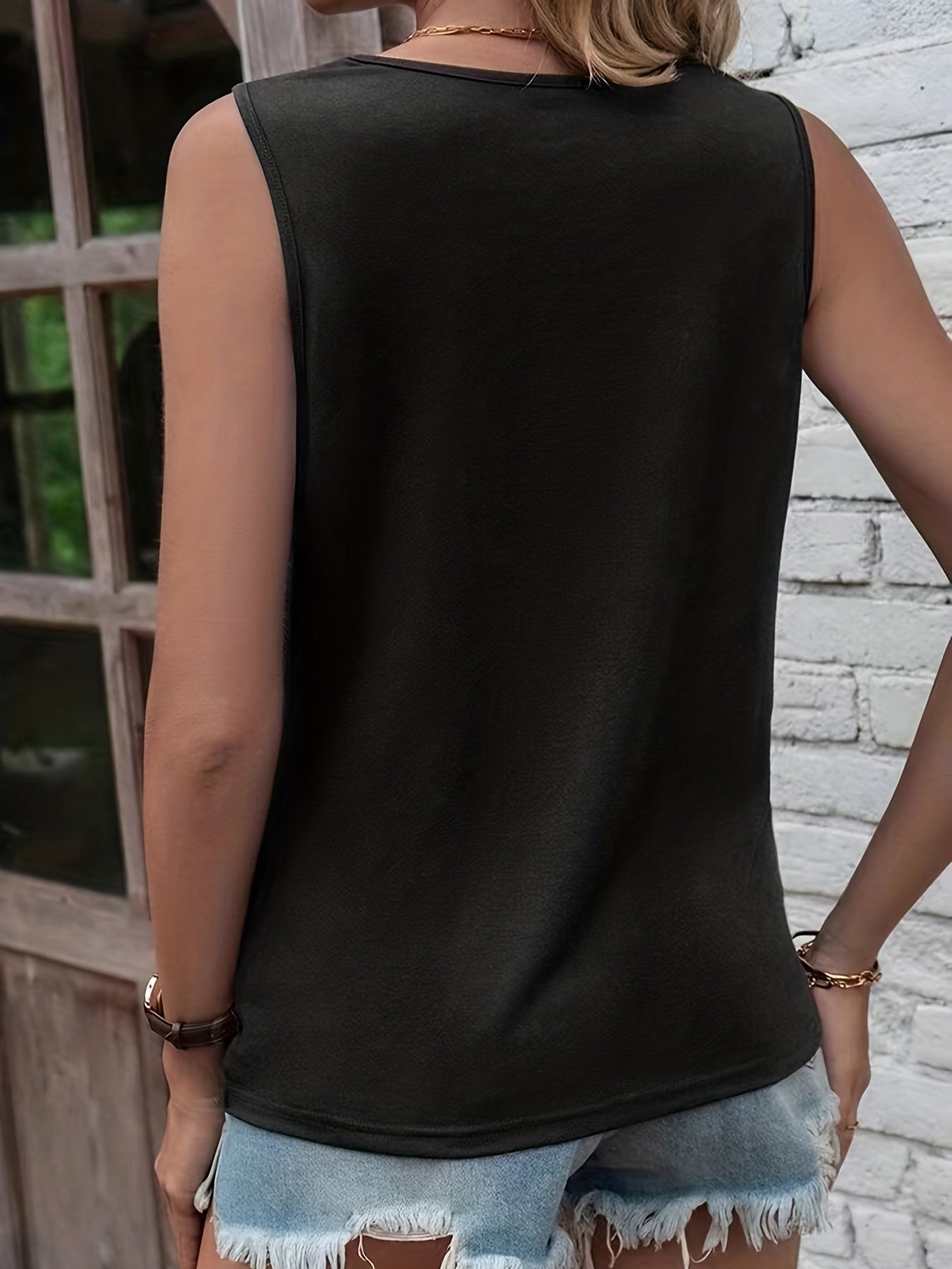 Twist Front Tank Top Solid Sleeveless Summer Top
