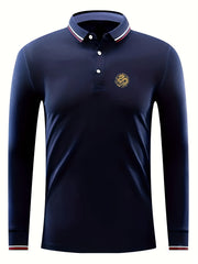 Yellow Dragon Pattern Men's Casual Custom Fit Long Sleeve Shirt