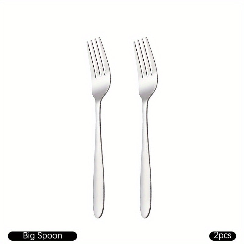 8pcs Dinner Forks Set Stainless Steel Mirror Polished Fruit Picks Steak Fork