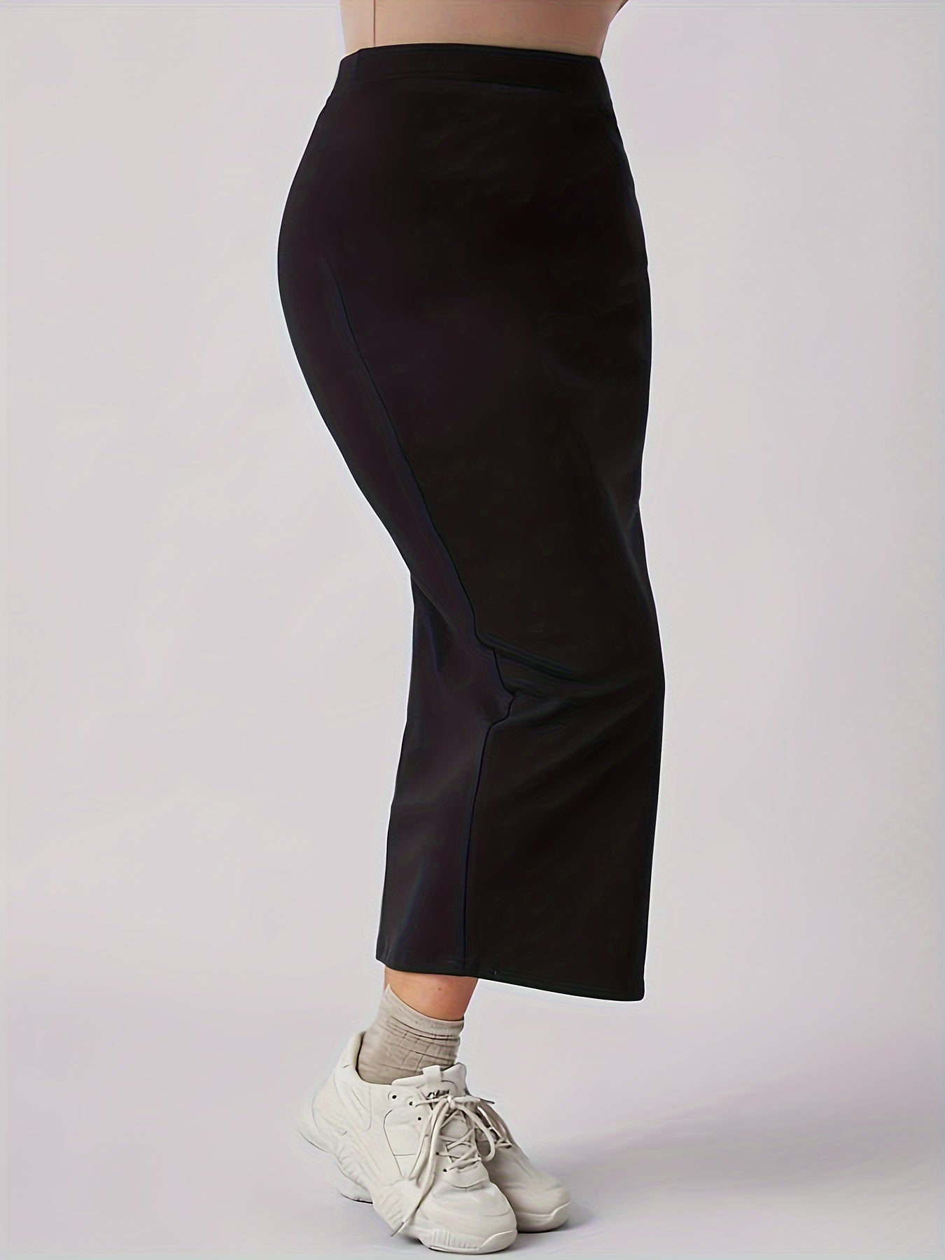 Elastic Waist Maxi Pencil Skirt Medium Stretch