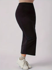 Elastic Waist Maxi Pencil Skirt Medium Stretch
