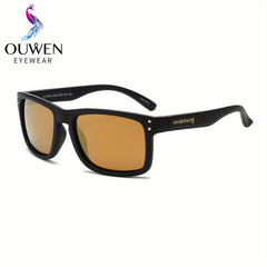 OUWEN Classic Square Polarized Sunglasses For Men Rectangular Mirrored Sun Glass