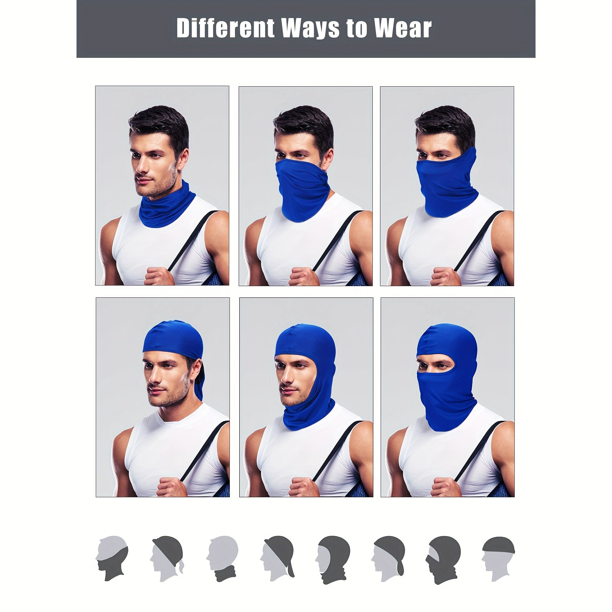 9pcs Ski Mask Full Face Cover UV Protection Balaclava Winter Neck Gaiter