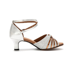 Women's Silver Glitter Dance Shoes for Latin Ballroom Performances