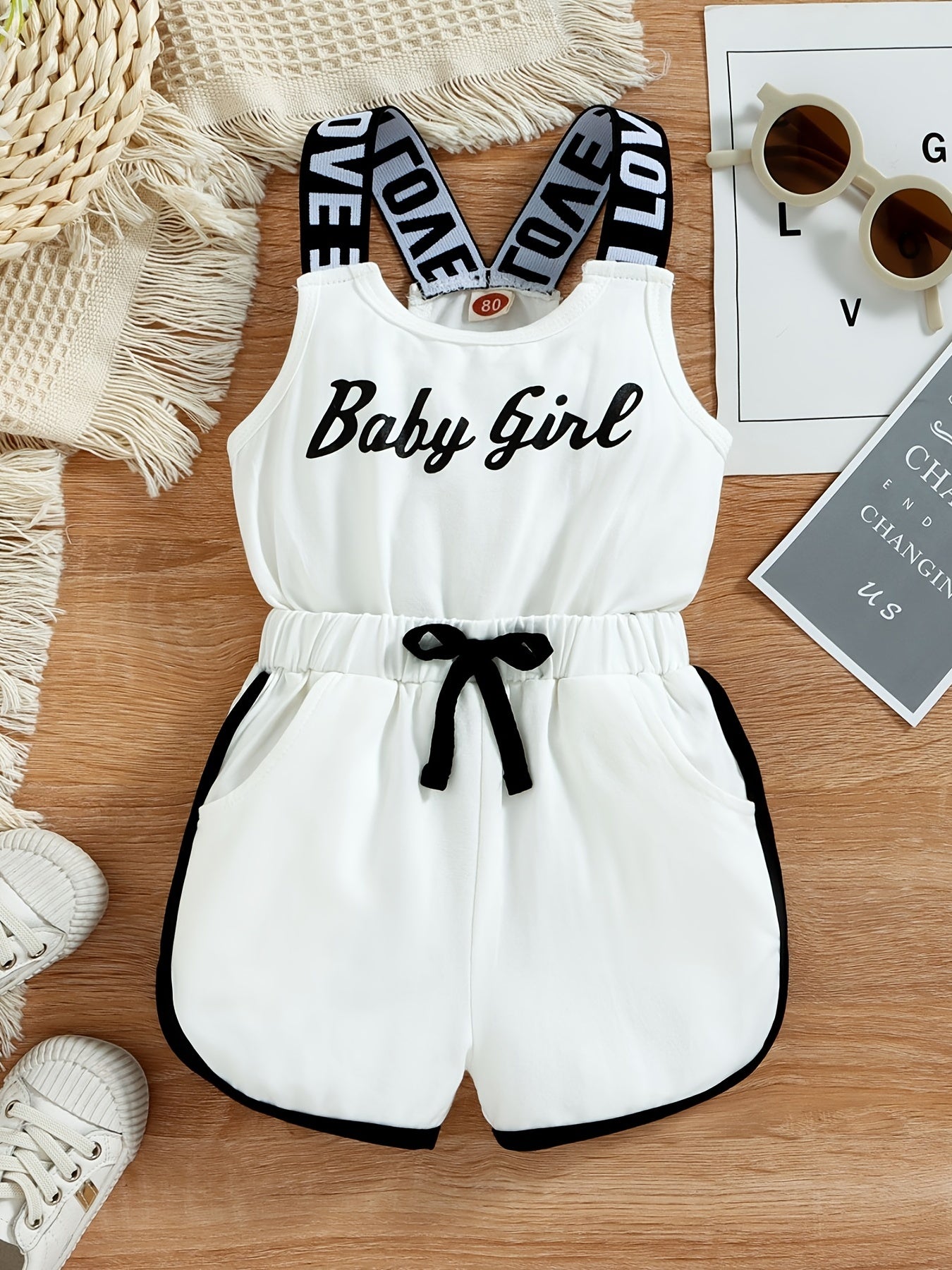 Cotton Ribbed Romper Spaghetti Strap for Toddler Girls