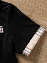 Boys Casual Outfit Polo Shirt & Plaid Shorts For Summer Kids