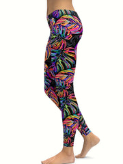 Women's Leaf Print Leggings for Yoga Running Fitness