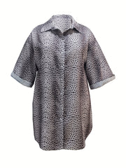 Leopard Print Button Up Oversized Blouse