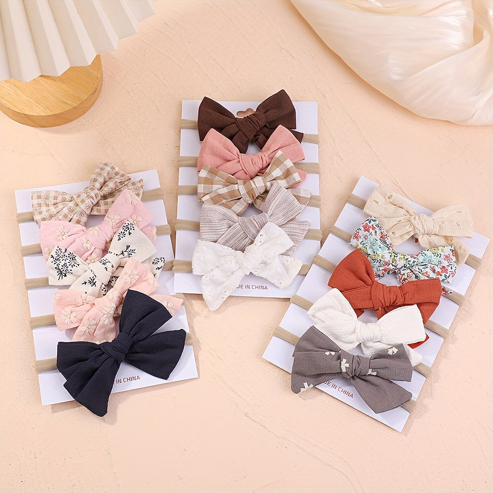 5-Piece Plaid Bowknot Headband Set for Little Princess