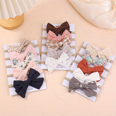 5-Piece Plaid Bowknot Headband Set for Little Princess