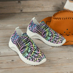Women's Colorblock Print Slip On Sneakers Non Slip Lightweight Shoes