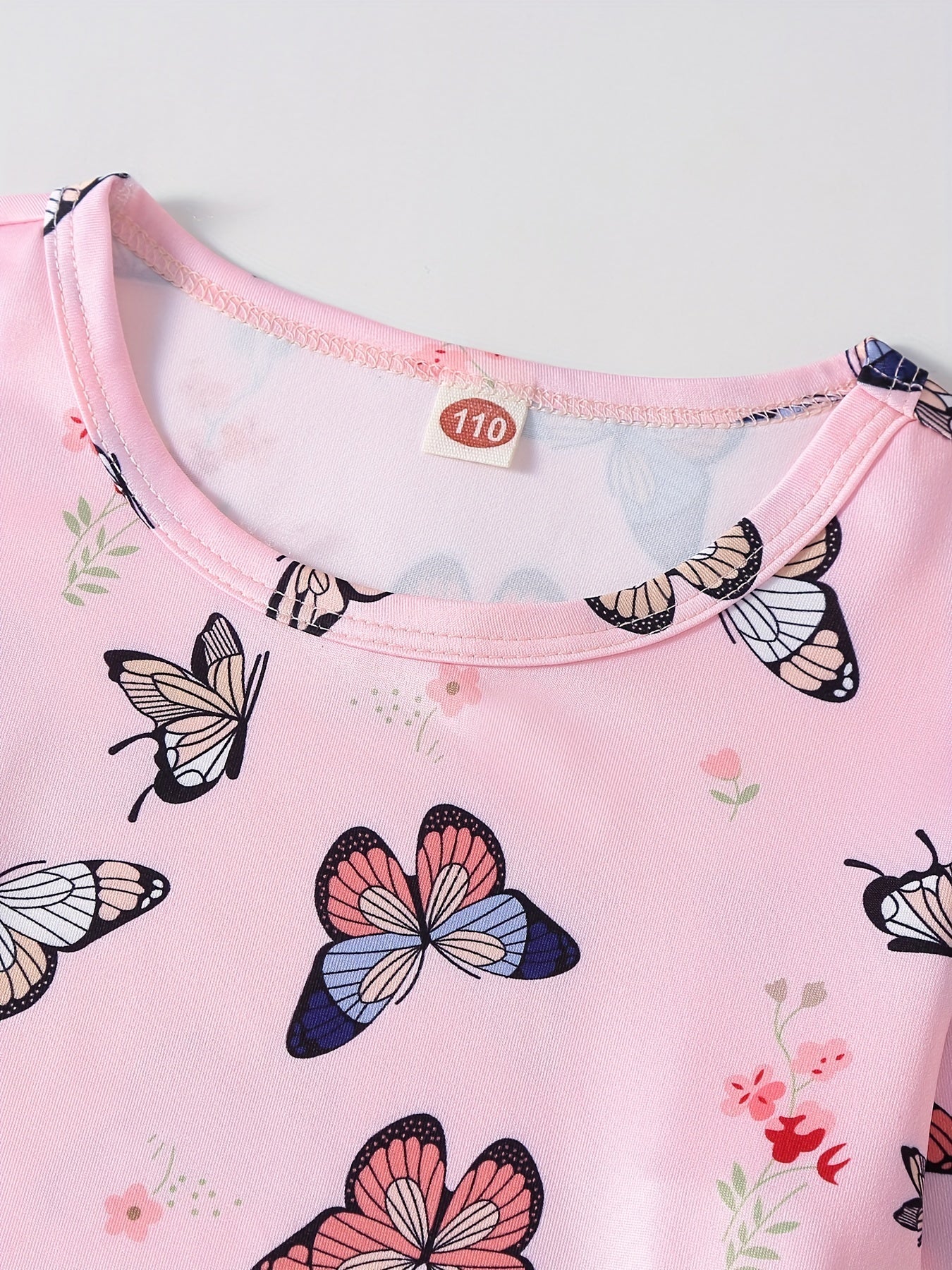 2pcs Toddler Girls Butterfly Print Loungewear Set