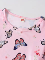 2pcs Toddler Girls Butterfly Print Loungewear Set