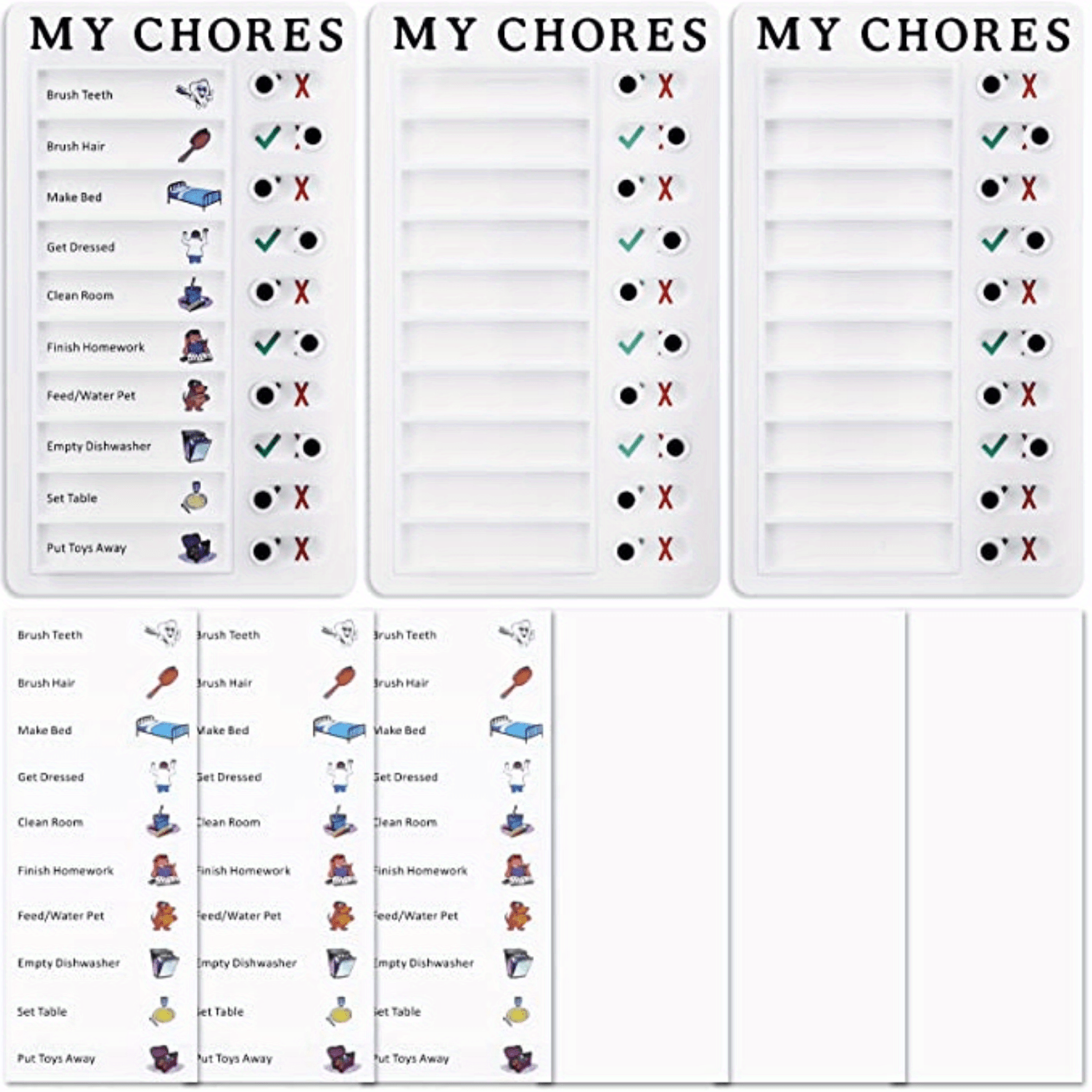 3pcs Daily Schedule Chore Chart Memo Checklist Board