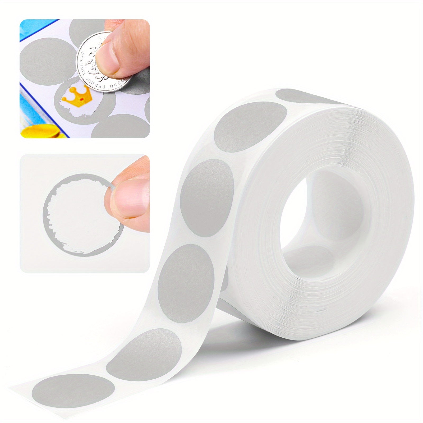 300pcs Round Scratch Label Stickers Self Adhesive Silvery