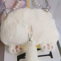Cartoon Plush Cat Shoulder Bag Crossbody Bag Coin Purse Mobile Phone Bag
