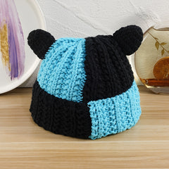 Cartoon Wool Hat for Girls Devil Small Ears Knitted Hat