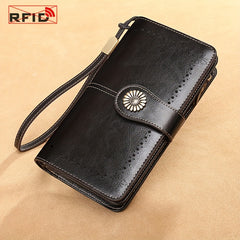 Red Split Leather Women's Wallet with Detachable Wristlet