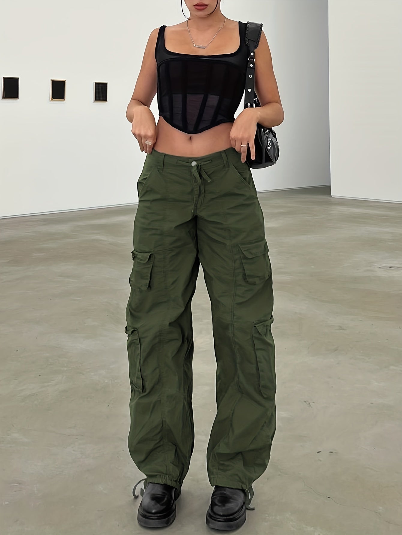 High Waist Vintage Cargo Pants For Hiking Streetwear