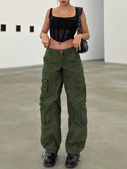 High Waist Vintage Cargo Pants For Hiking Streetwear