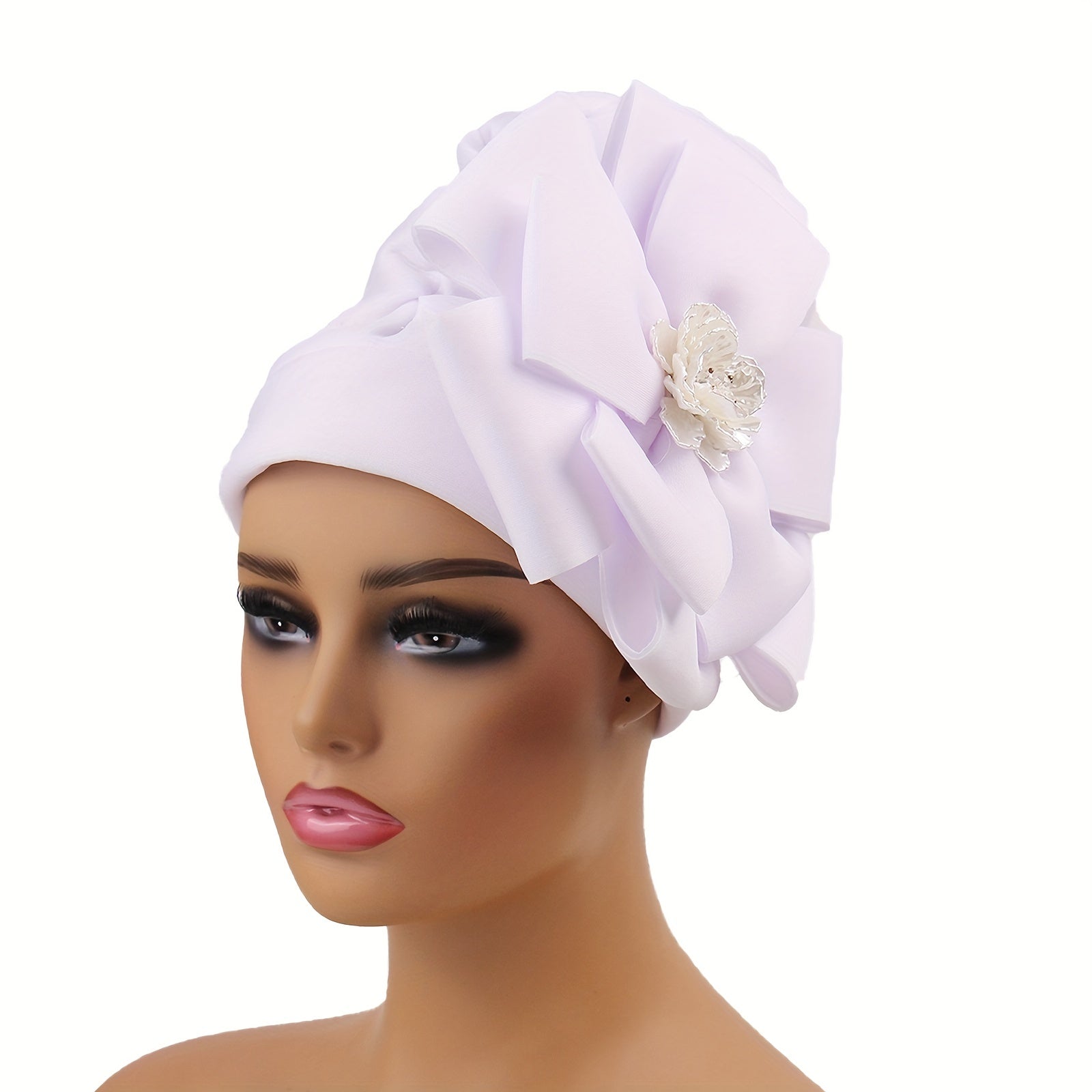 Plate Flower Turban Cap French Style Head Wrap Elastic Beanie Chemo Hats