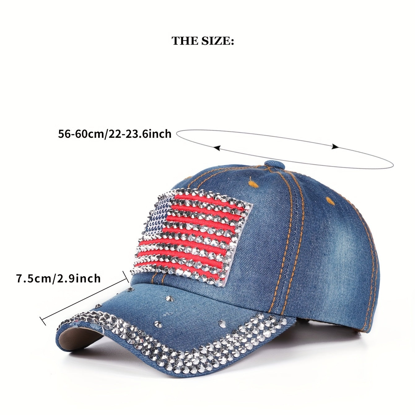 American Flag Baseball Cap Rhinestone Decor Dad Hat