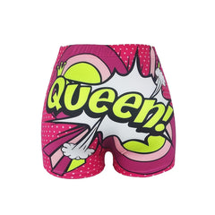 Plus Dot & Pop Art Print Elastic High Rise Skinny Shorts