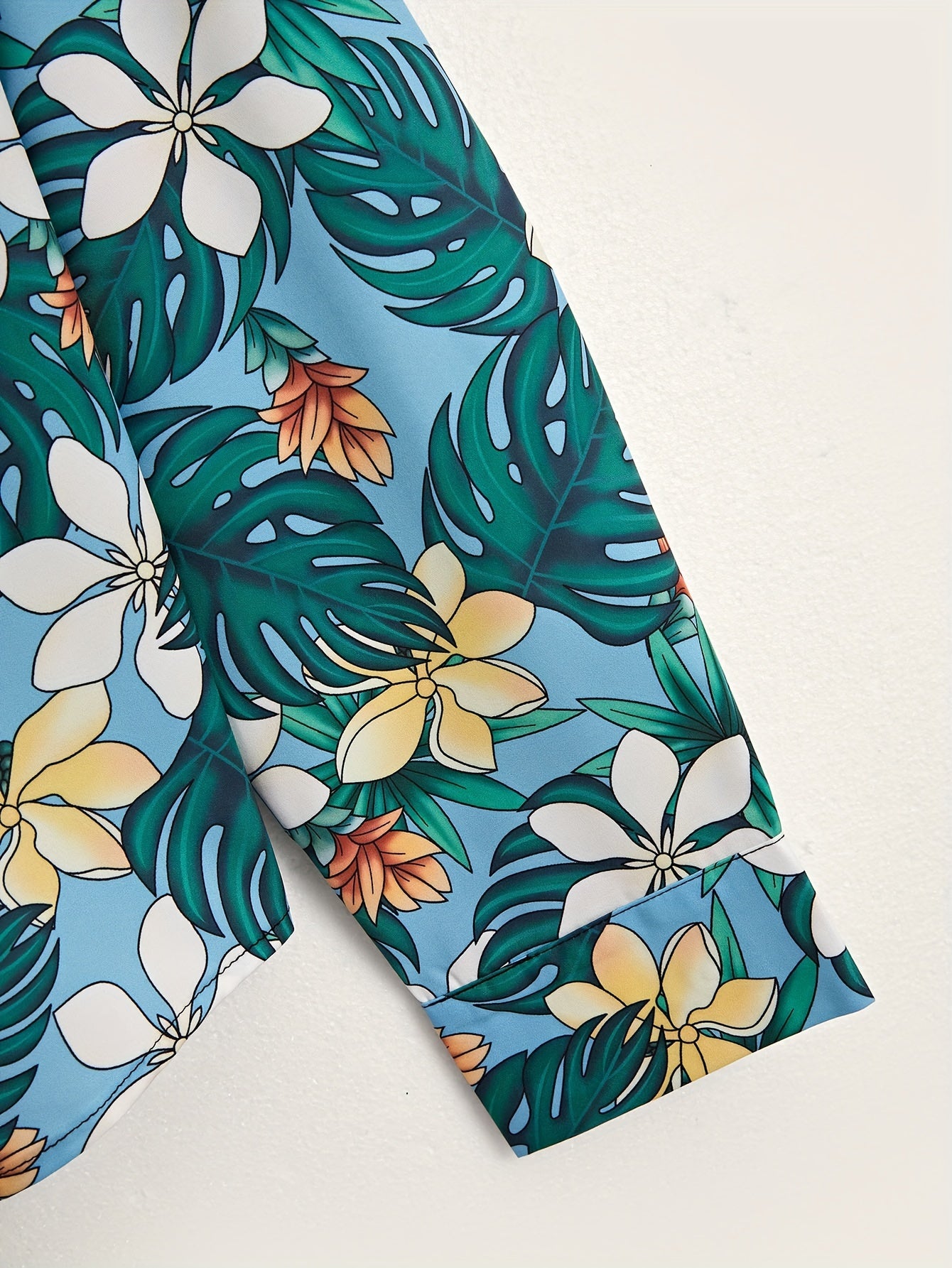Flower & Leaves Pattern Men's Shirt For Autumn