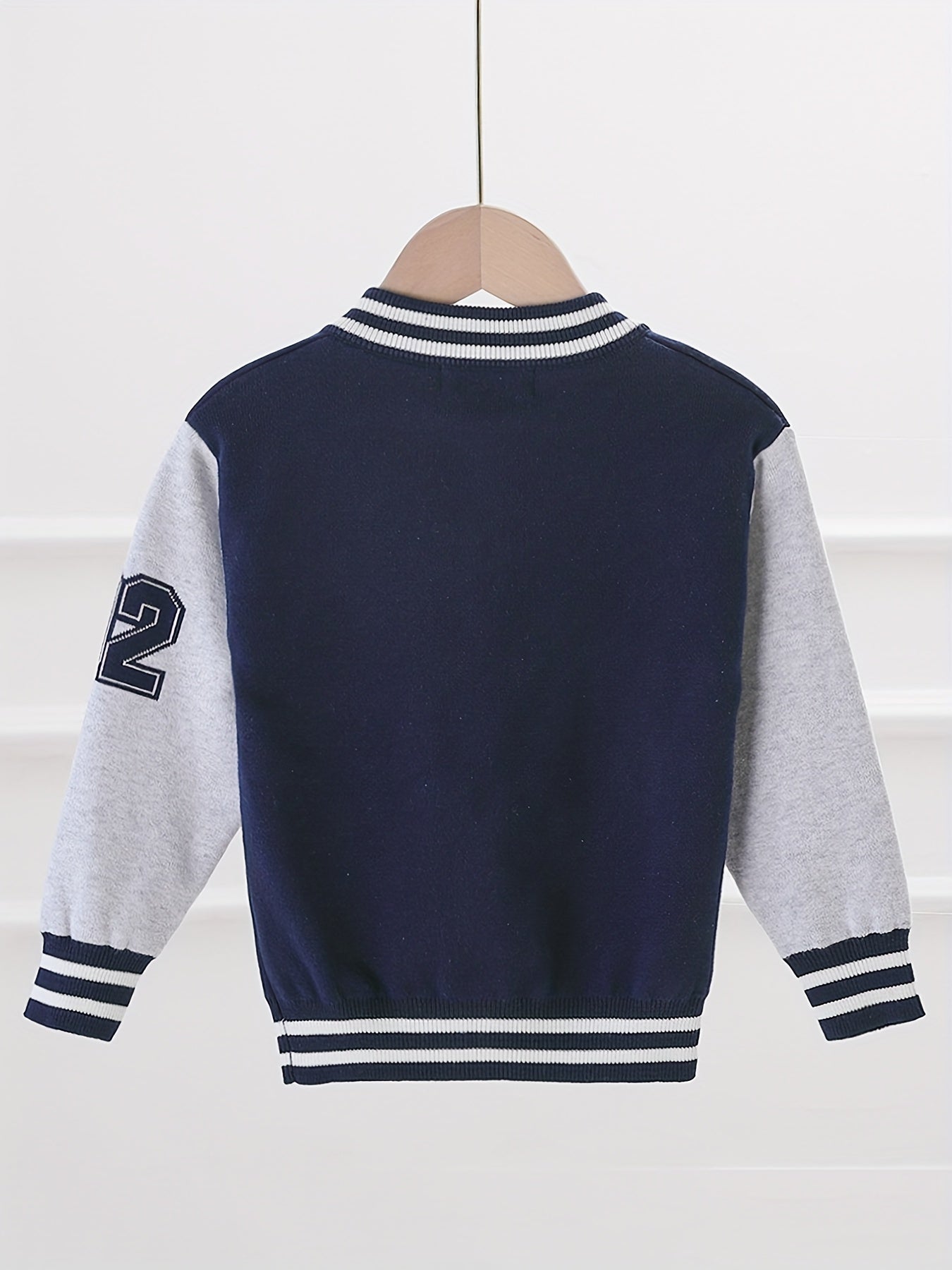 Boys Knit Baseball Collar Varsity Jacket