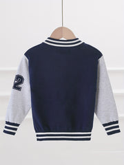 Boys Knit Baseball Collar Varsity Jacket