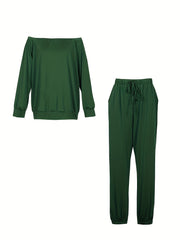 Women's Plus Off Shoulder Top & Jogger Pants Set