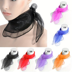 Candy Square Scarf Gauze Neckerchief Thin Breathable Silk Scarves